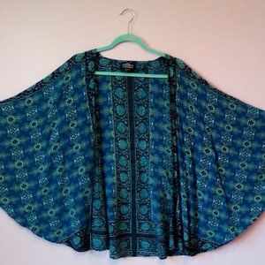 Angie Blue Floral Printed Kimono Size Medium